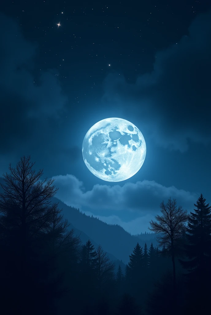 Peak in night with close moon