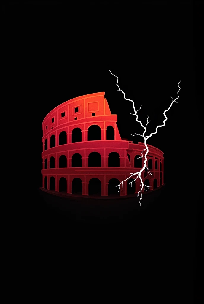 A simple Roman themed logo with a bit of a black and red Colosseum element and a bit of lightning