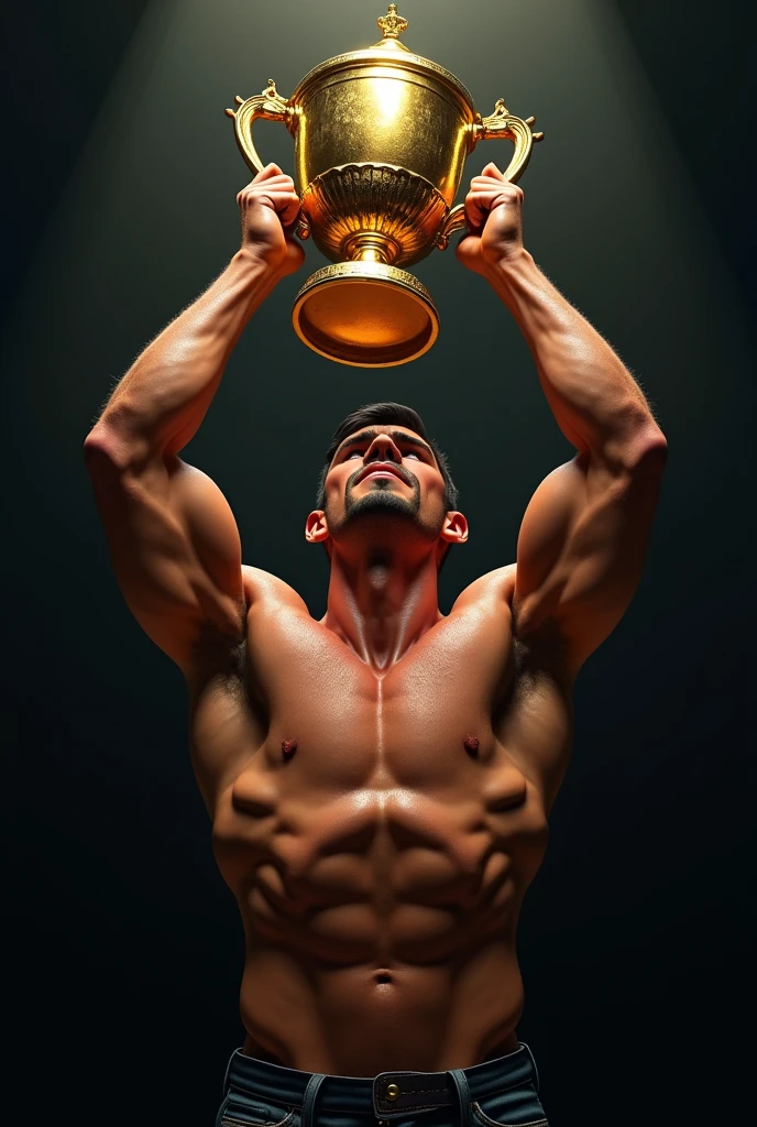 Hot Man Lifting Awands Male Trophy