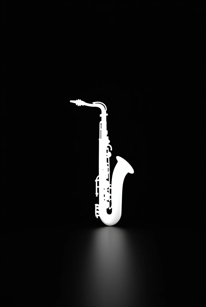 white alto saxophone silhouette with black background