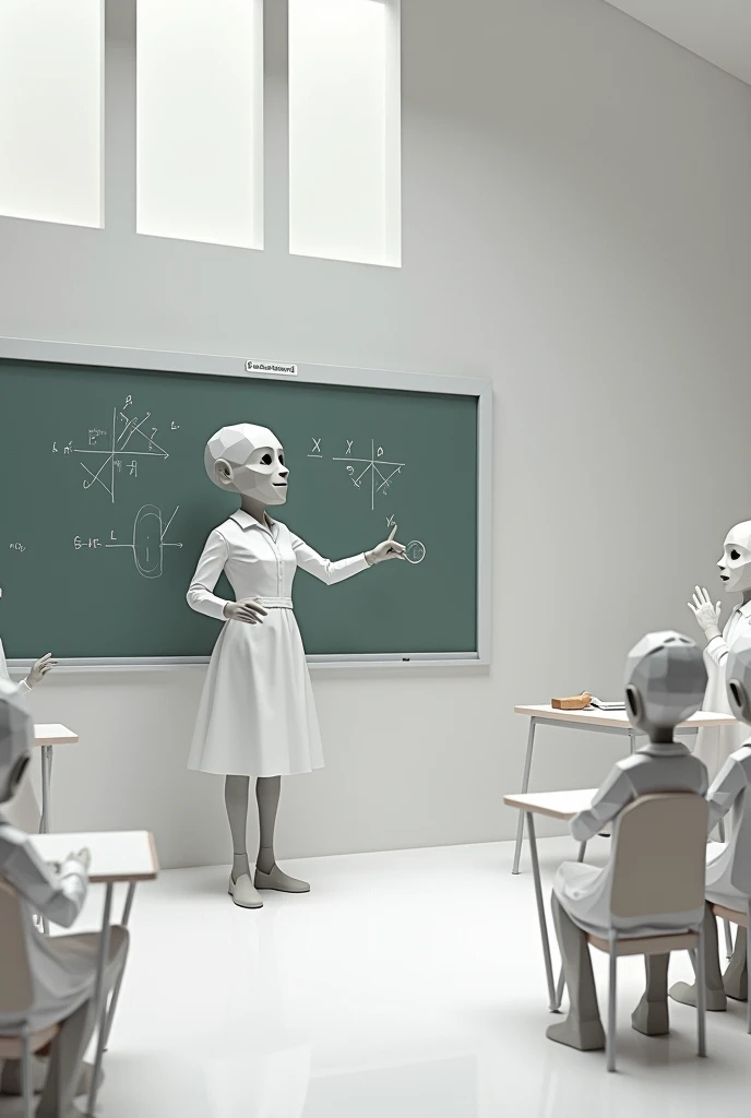 Miss Circle, a math teacher who has a compass instead of an arm, she and her students and the school are made of paper, but she kills students who repeat the year. She is a teacher at the paper education school or fpe.