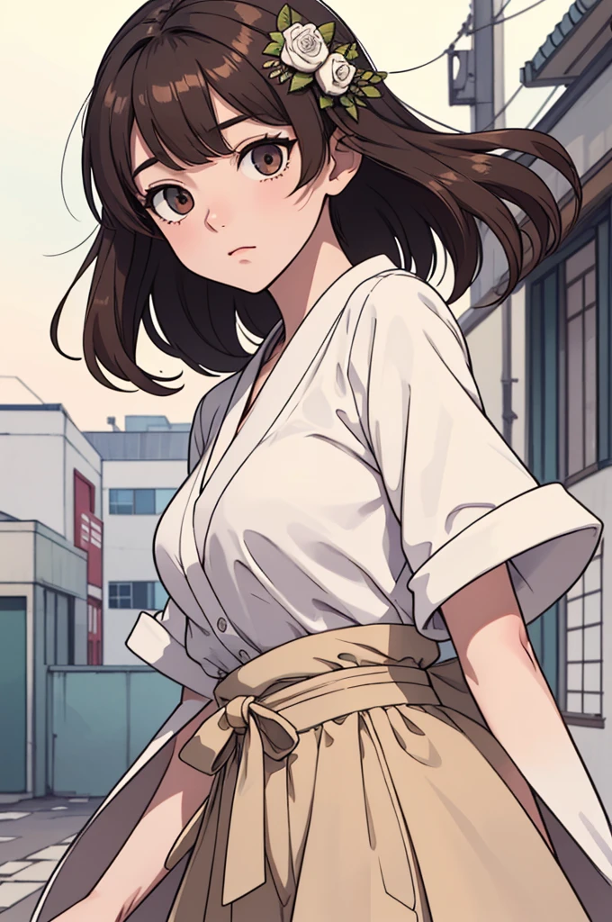 (((masterpiece, best quality, ultra highres, 1 girl, solo, no background))), super detailed skin and face and eyes and finger, beautiful japanese woman, small breasts:1.5, skinny, light brown hair, very short mush hair, cowboy shot, white background, 2D anime, boyish, expressionless, Various clothes, Various poses, Please draw the entire character within the frame, ensuring that the head, arms and legs are not cut off, with the character positioned centrally, curated, hirose suzu,