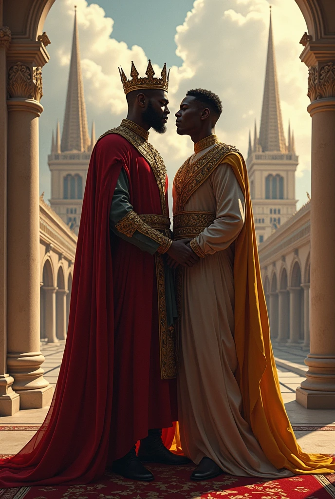 Black king with his husband in the kingdom of males 