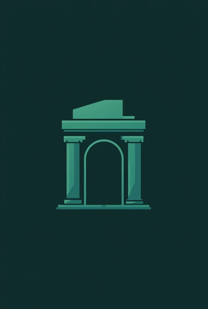 A simple Roman themed logo with a bit of a Colosseum element in black and sea green and a bit of lightning