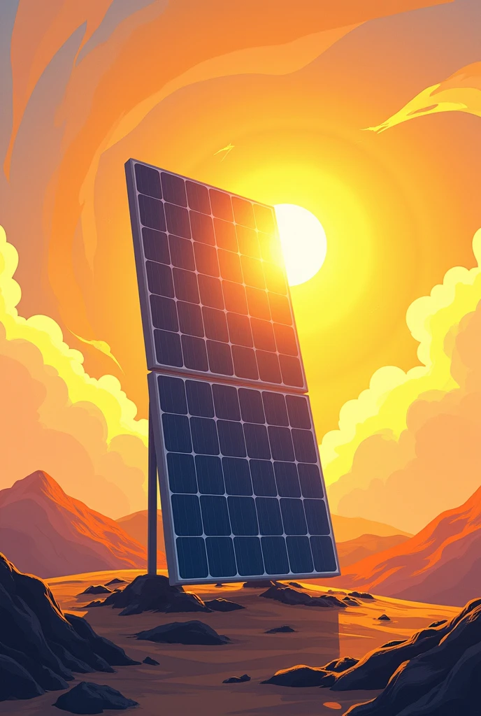 A picture of a solar panel with the sun on it, drawn

