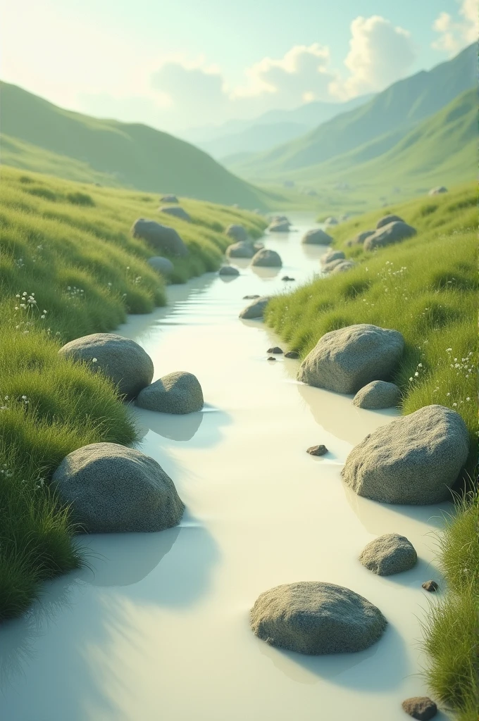 I would like to create a river of milk and curd stones