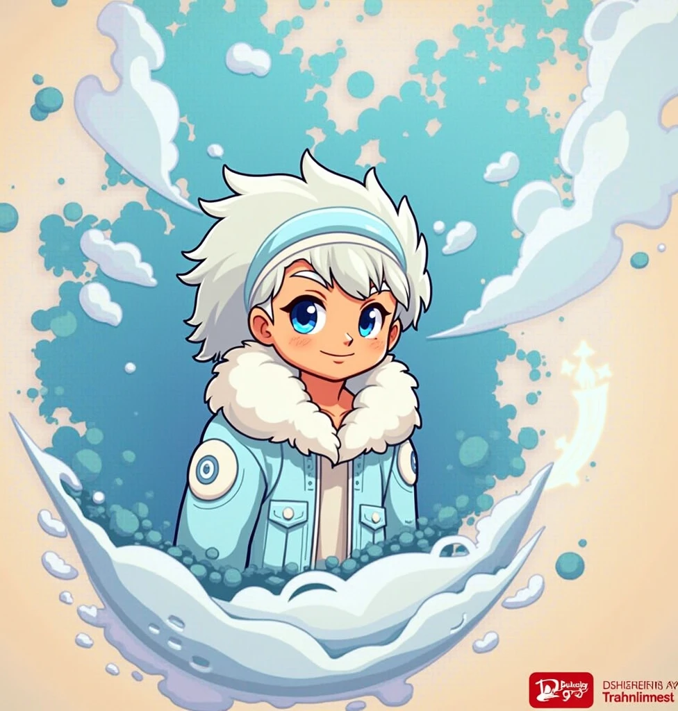 Estilo One Piece, um Adolescente feliz, Adolescente bonito com cabelo branco, jovem com poderes de neve, Grande sorriso, Corpo de Neve, fundo nevado, katakuri, Anime Art Wallpaper 8K, Anime Wallaper, Estilo anime 4K, Anime Art Wallpaper 4K, Anime Art Wallpaper 4K, Nice anime style, 4k anime wallpapers