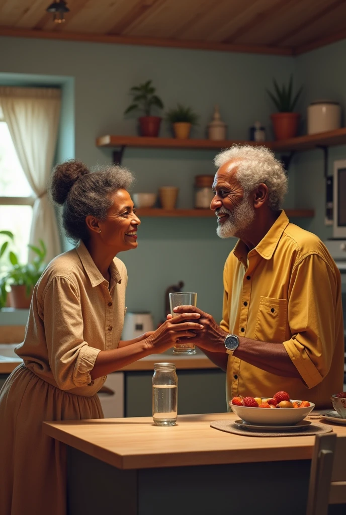 old African-American father and 21-year-old daughter, happy, drinking beer at home, best qualityer
