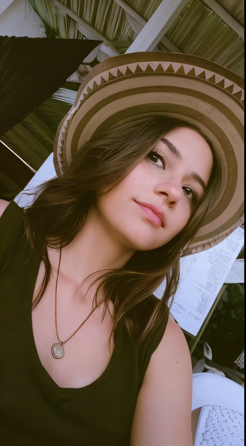 General description: AGE: Around 21 Height: Approximately 1.65 meters. Complexion: Slim but with soft curves, typical of a latina woman. Skin color: White with a light golden hue, reflecting a natural tan. face: form: Oval with slightly marked cheekbones. eyes: nutty, of a light brown color, with long, natural eyelashes. eyebrows: Defined and well cared for, of a dark brown color. nose: Fine and straight, with a slightly rounded tip. Lips: Full and well outlined, of a natural pink color. hair: long and straight, reaching the middle of the back. Light brown color with golden highlights, giving a natural and healthy look. Additional features: parts: Some subtle freckles on the nose and cheeks, that are more noticeable under sunlight. hands: hands finas con uñas bien cuidadas, painted in a neutral tone. outfit: style: elegant casual, which could include a light summer dress in pastel colors, or a silk blouse paired with skinny jeans. Accessories: Small gold earrings, a fine chain with a discreet pendant, and a bracelet on one of the wrists. shoes: Sandals or low heels that match your outfit. facial expression: Nice and quiet, with a soft smile that reflects warmth and closeness. red shirt image has to be full body sitting on a swing in a park
