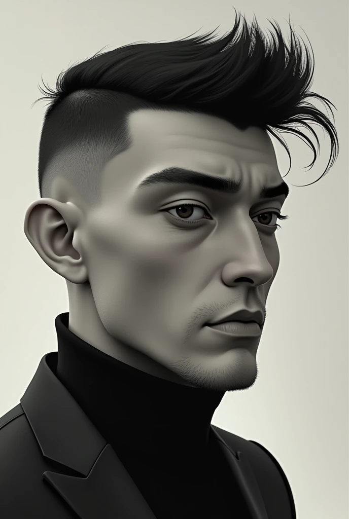 Single man with long face and side fade hairstyle