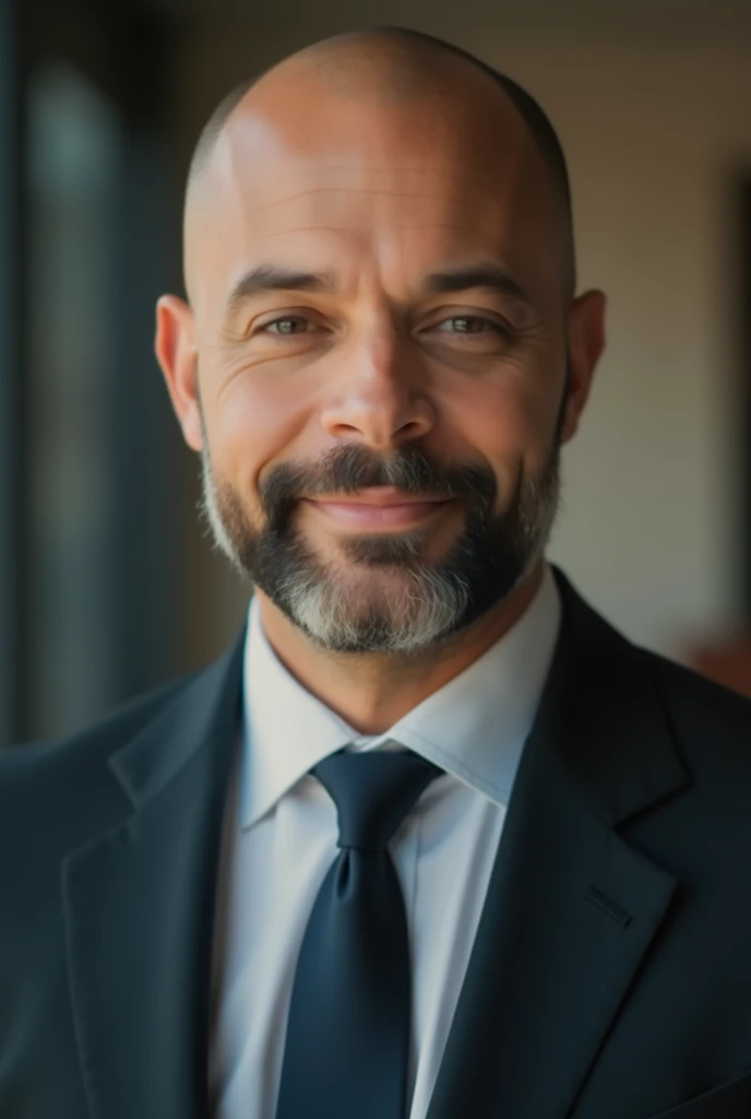 Beautiful man in suit , Beautiful beard , bald head, Executive sexy man, suit, fondo de Office, Office, elegant, Detailed face, Office elegant,