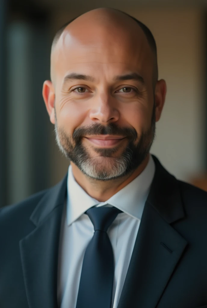 Beautiful man in suit , Beautiful beard , bald head, Executive sexy man, suit, fondo de Office, Office, elegant, Detailed face, Office elegant,