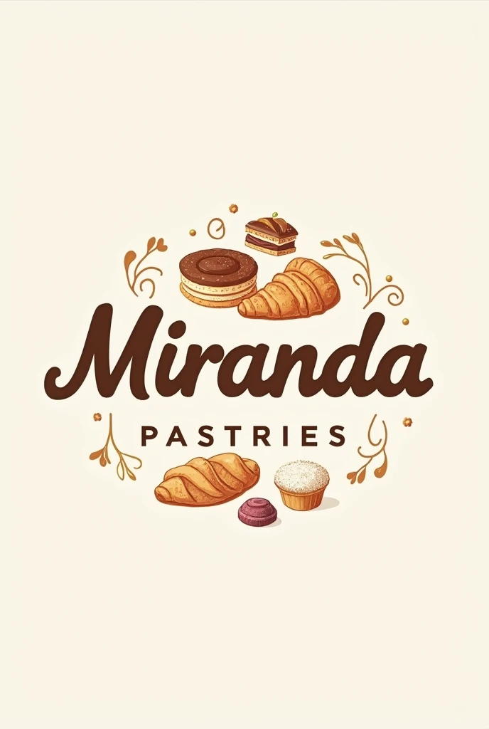 Create a company logo that says Miranda Pastries and is related to pastry making. 