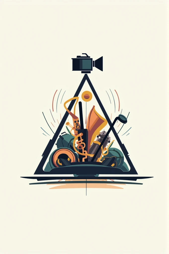 A logo of a pyramid of band instruments with a camera above