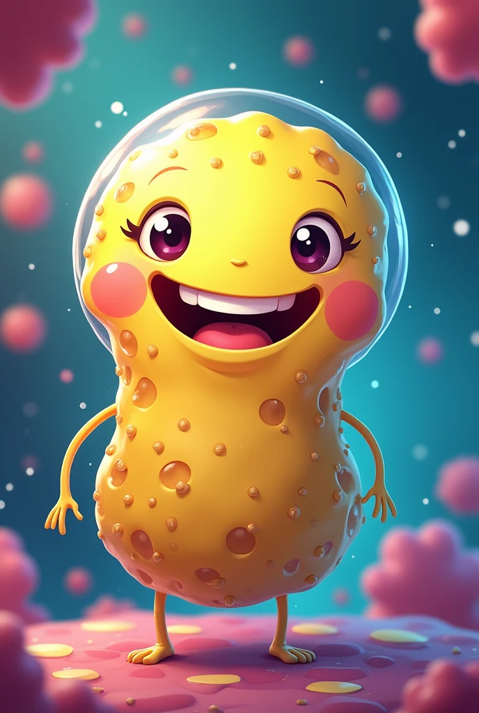 create a bacteria with a happy cartoon face