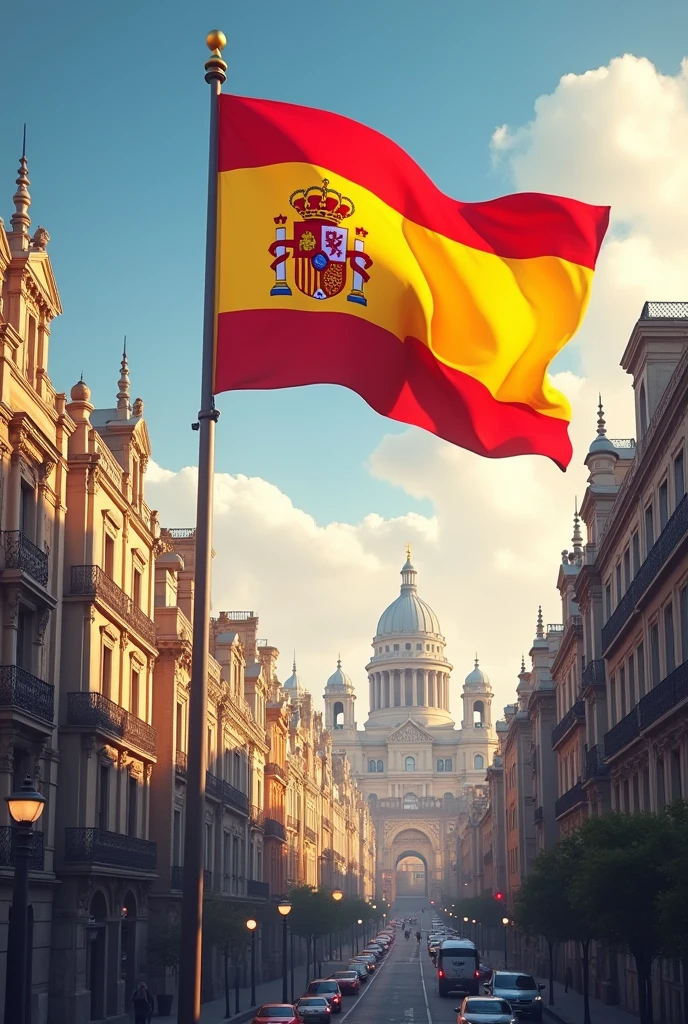 Madrid with the Spanish flag