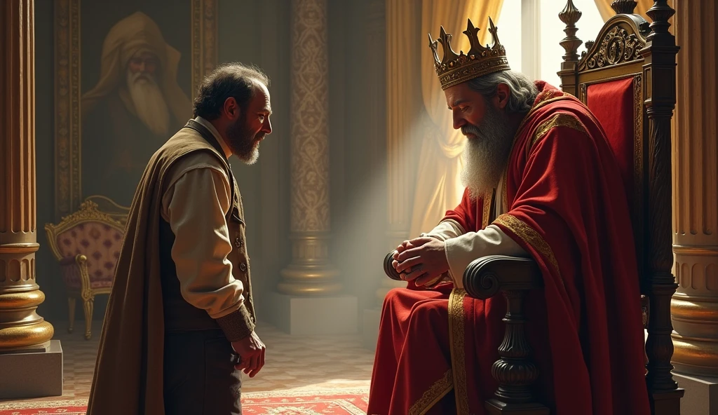 The lumberjack’s turn arrives. After greeting the king respectfully, he says, “Your Majesty! My first wish is that I reveal my wishes to you one at a time, not all at once.” The king accepts the condition.
