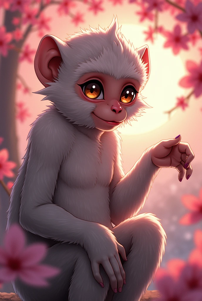 Make a sexy Japanese monkey, that in a very erotic way asks for sex But make it an anime version