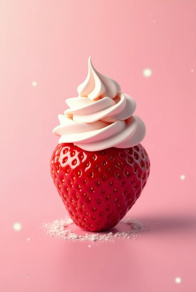 strawberry with fancy cream with adorable pink background