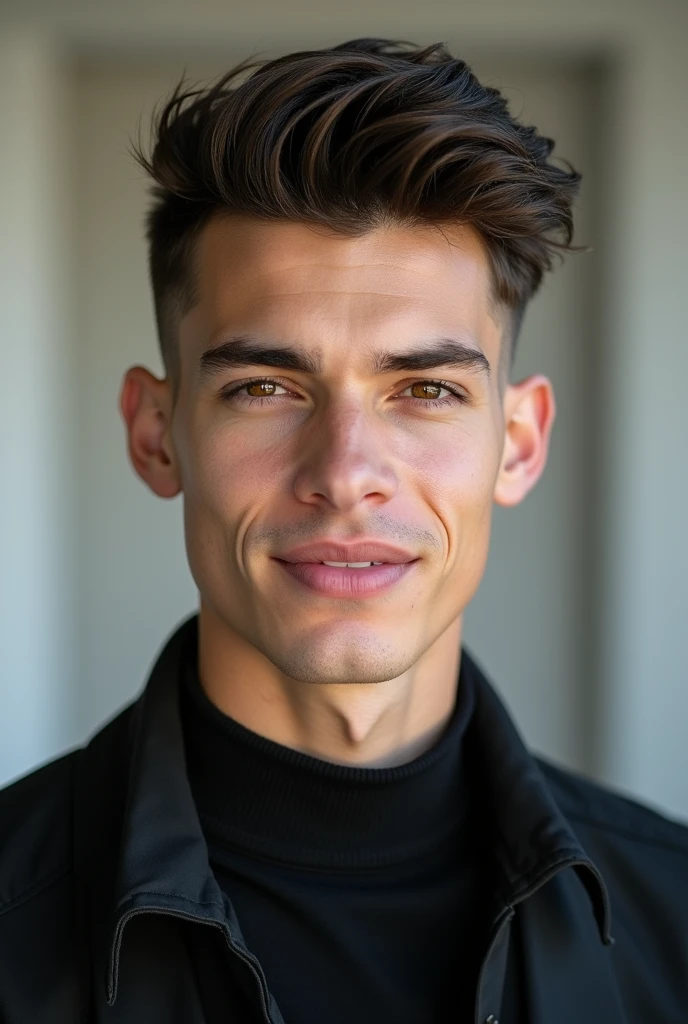 Single man with heart shaped face and fade hairstyle
