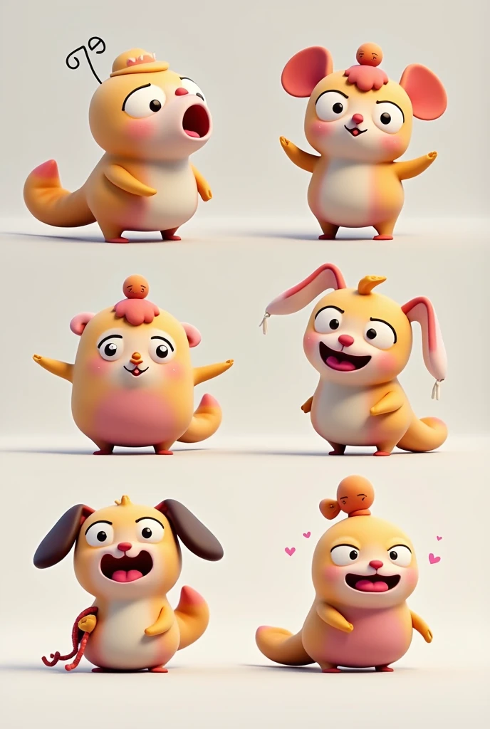 You are the best designer. Give me 5 funny 3D and 2D character designs, tender.