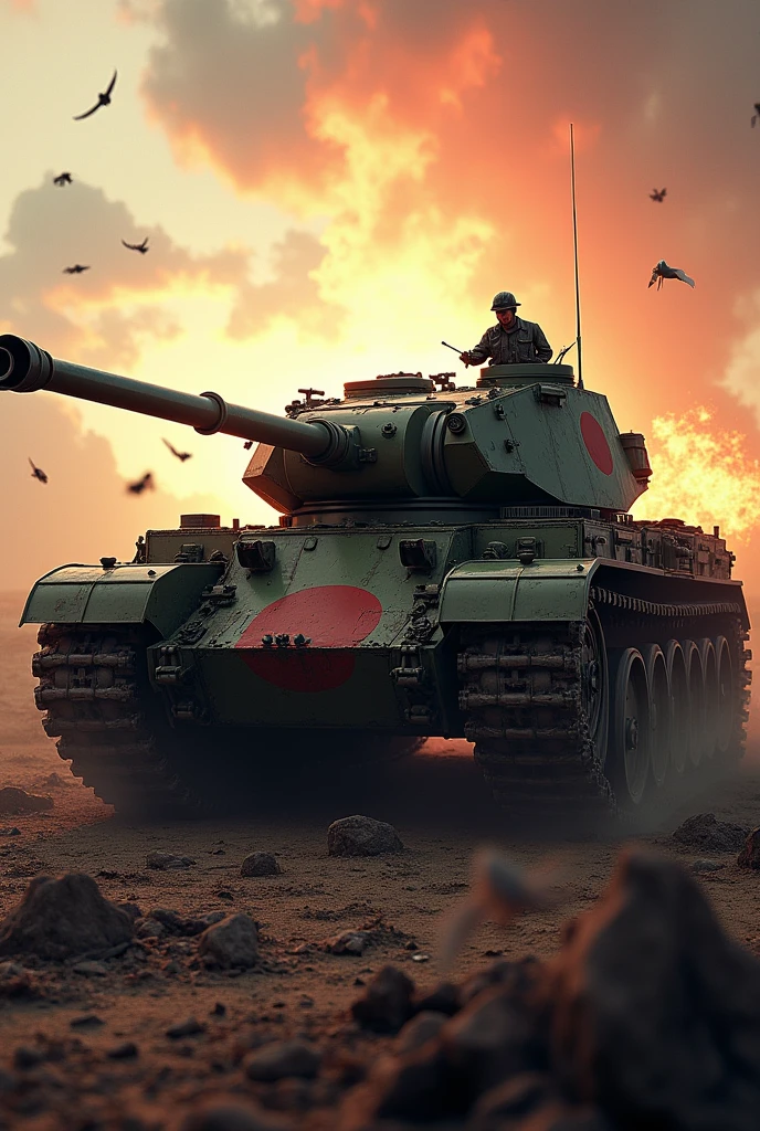 Japanese tank with scar on his face at 2