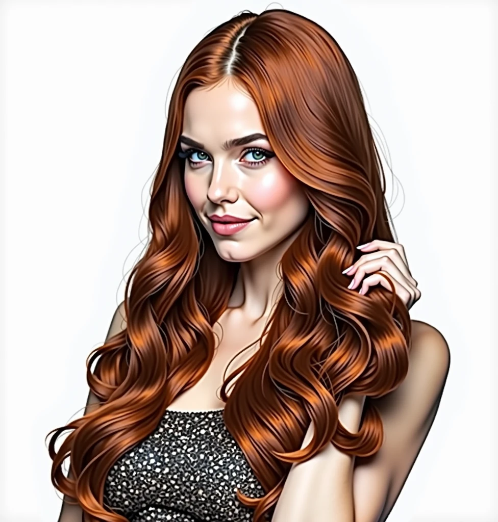 hyper-realistic photo of a woman with (((Red hair))), shown from the bust up, (((8))), with the entire upper body fully visible within the frame. Her hair must be extremely voluminous(((Red hair))), well maintained and perfectly styled. Make sure the woman is portrayed with a clear and natural expression. (((white background))), No details or distractions, just a smooth white surface. The entire upper body of the woman should be fully visible, without any part cut off. (((white background))) Use soft, flat lighting to highlight the texture and shine of her hair and skin.(((Red hair))). The photo must be ultra photorealistic, (((white background))), clear as crystal, 8K UHD, with fine details and a high quality polished finish. Make sure the entire image is sharp and in focus., no blur or softness. Use the lens at its widest aperture to achieve maximum sharpness and ensure that every detail in the image is perfectly clear and in focus..