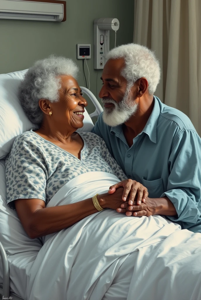 44 years of marriage african woman where giving husband help in the hospital