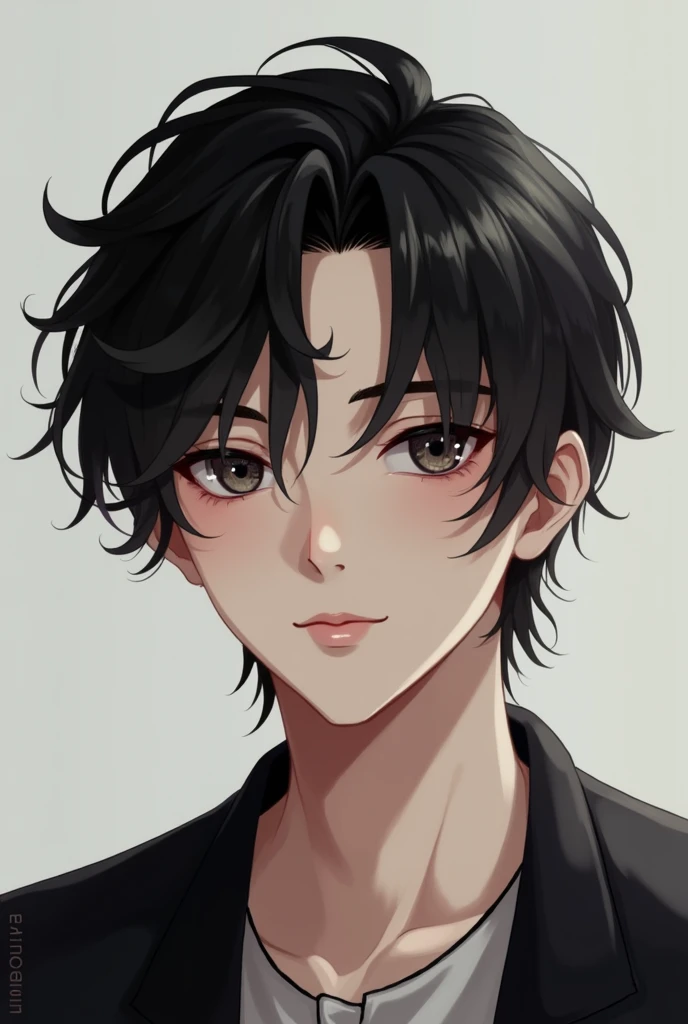 Single man with heart shaped face and long fringes hairstyle