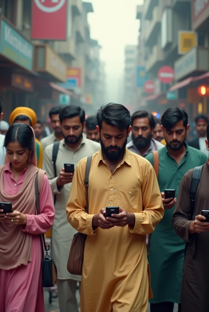 Pakistani people on road using cell phone with image size YouTube thumbnail
