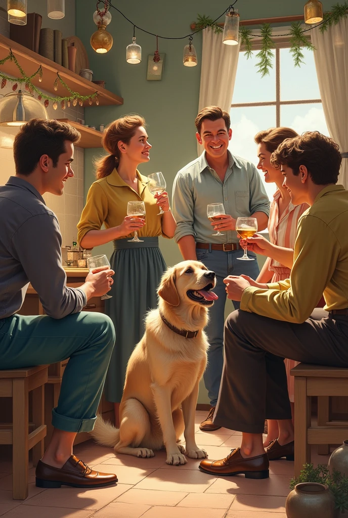 create an illustration about drought life chapter 8 the party, but with the dog