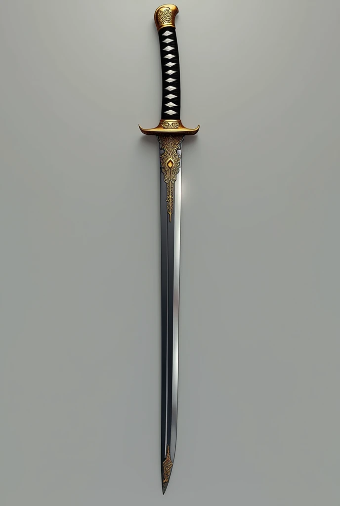 A black katana that has black and gold color
