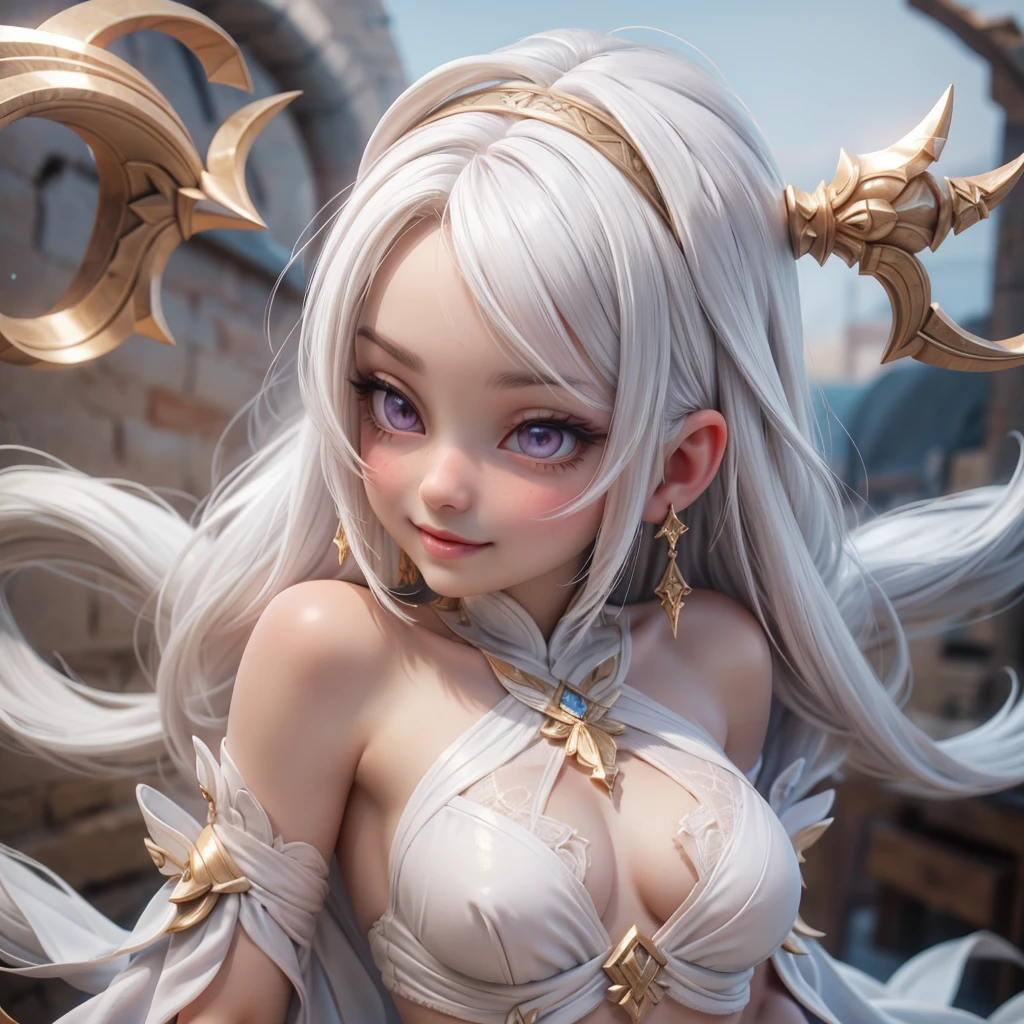 ariel, upper body portrait, white hair, beautiful, cute arabian transparent Langerie, warrior, midriff, fit, white hair, desert background, realistic fantasy ,concept art, sexy, excited, gorgeous face,fully body, breasts small, smooth skin, Medium pink mouth, Linda, naturals .Transparent silk on clothes, 80% of the uncovered body,Cheeky smile.,Well-defined lips.