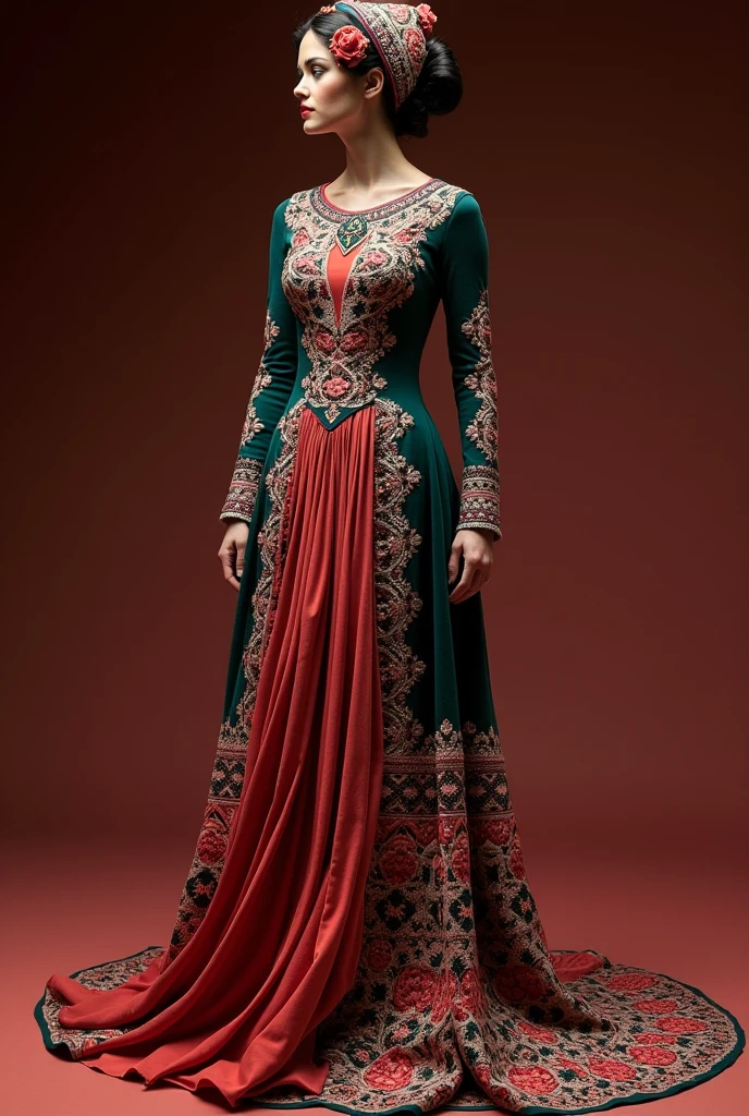 An evening dress inspired by the Lele Doll from Querétaro