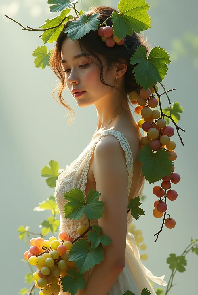 Grapes dressing girl full body 


