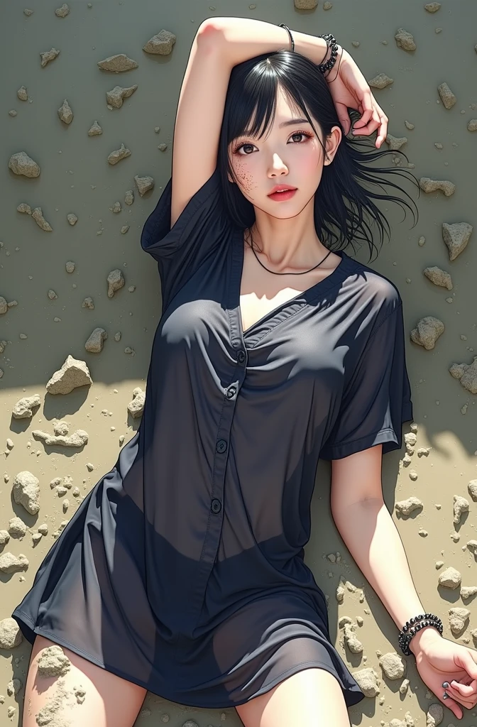 (((((Full body nude)))))Japanese Girl,Slim Japan gravure idol、 Transparent dirty dress, She is lying on her back in the wet mud, dark, Her body is dirty, Mud on her face, monochrome, Black and White Photography, Mud on her body, Low light, Ultra-high resolution photos, eye contact, Sexy pose,
