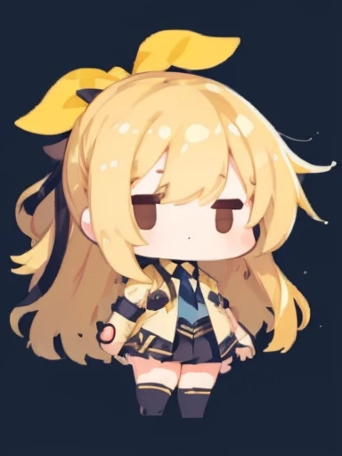 ((chibi)), big head, focus face, flat avatar, (masterpiece:1.2, highest quality), (Realistic, photoRealistic:1.4), Beautiful illustrations, (Natural Side Lighting, Cinema Lighting), Written boundary depth, Beautiful thighs staring at the viewer, 1 female, 20-year-old, alone, thin, slender, (small breasts), anime girl in a short skirt and jacket with a yellow tie, hanayamata, single character full body, anime full body illustration, from girls frontline, full body single character, girls frontline style, anime vtuber full body model, render of april, full body with costume, full body illustration, visual novel sprite, fine details. girls frontline
