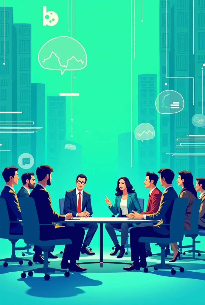 illustration, section contact, discution, bleu vert