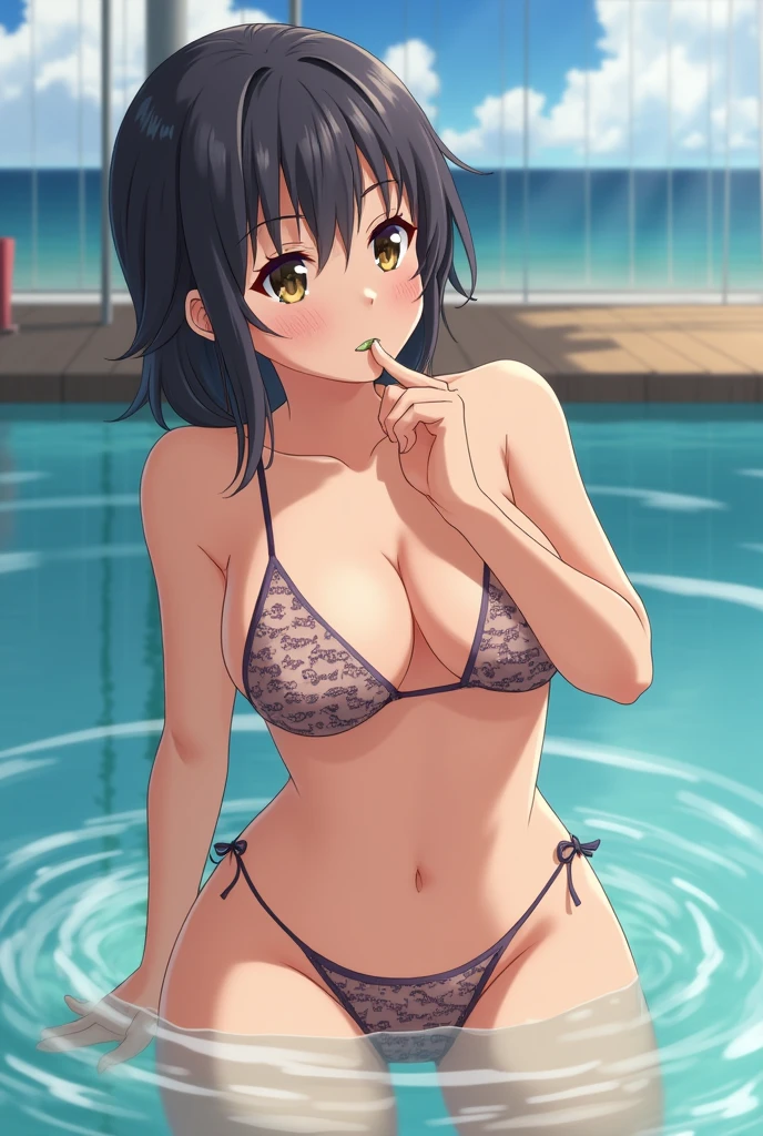 Naked anime Makima smelling mikasas asshole 
