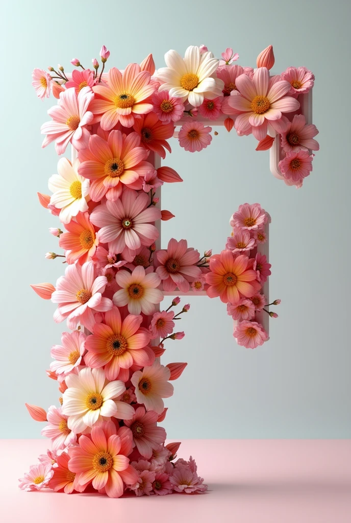 3d letter F with flowers