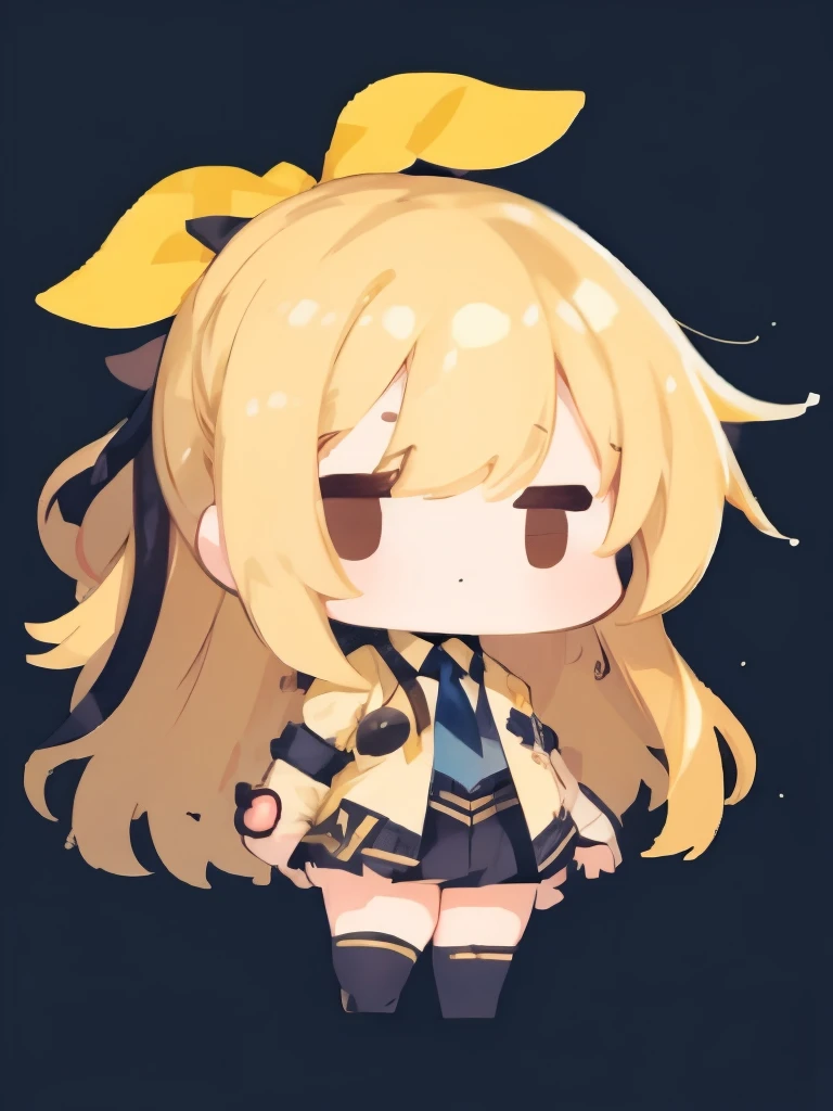 ((chibi)), big head, focus face, flat avatar, (masterpiece:1.2, highest quality), (Realistic, photoRealistic:1.4), Beautiful illustrations, (Natural Side Lighting, Cinema Lighting), Written boundary depth, Beautiful thighs staring at the viewer, 1 female, 20-year-old, alone, thin, slender, (small breasts), anime girl in a short skirt and jacket with a yellow tie, hanayamata, single character full body, anime full body illustration, from girls frontline, full body single character, girls frontline style, anime vtuber full body model, render of april, full body with costume, full body illustration, visual novel sprite, fine details. girls frontline