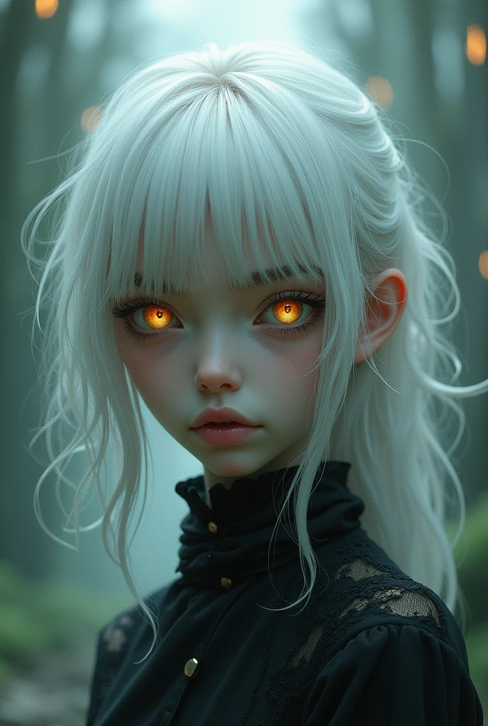 Generates a white-haired teenager with semi-yellow and somewhat red eyes