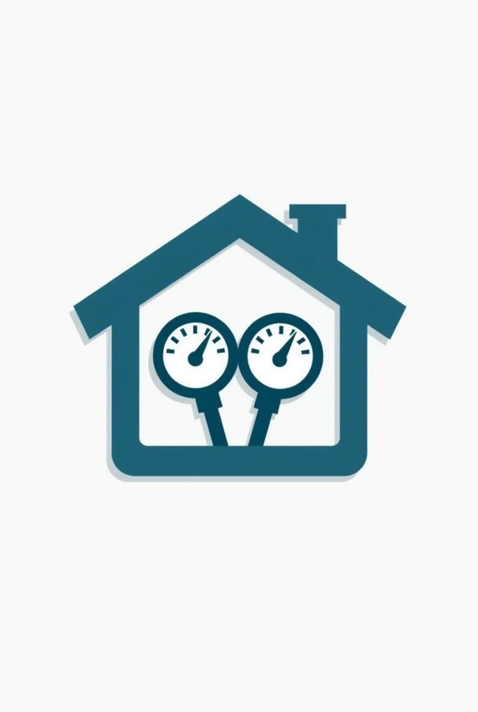 Creating a logo related to the domestic refrigeration equipment repair service includes the shape of a house and a double pressure gauge