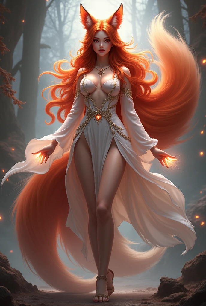 make full shot, realistic image, legend of league game charater Ahri.