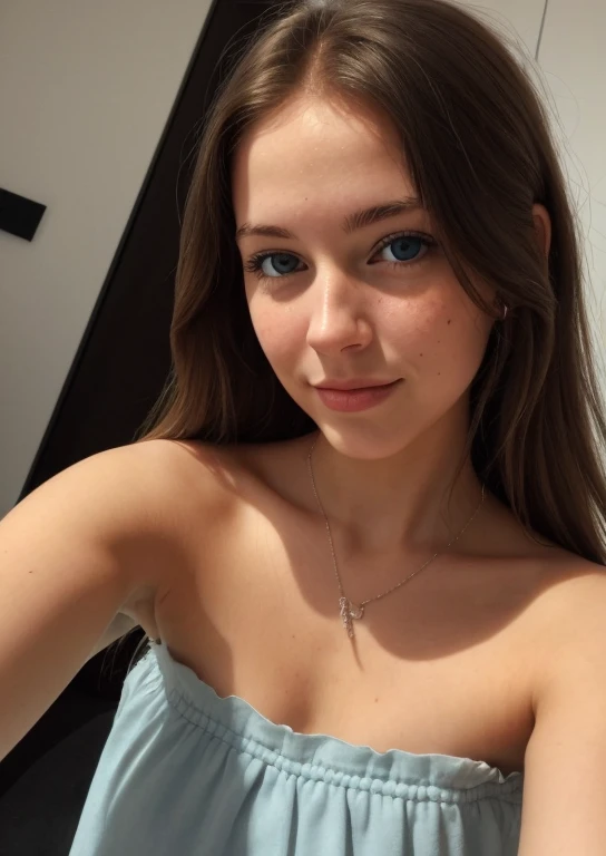 cute blonde girl taking selfie with her iphone