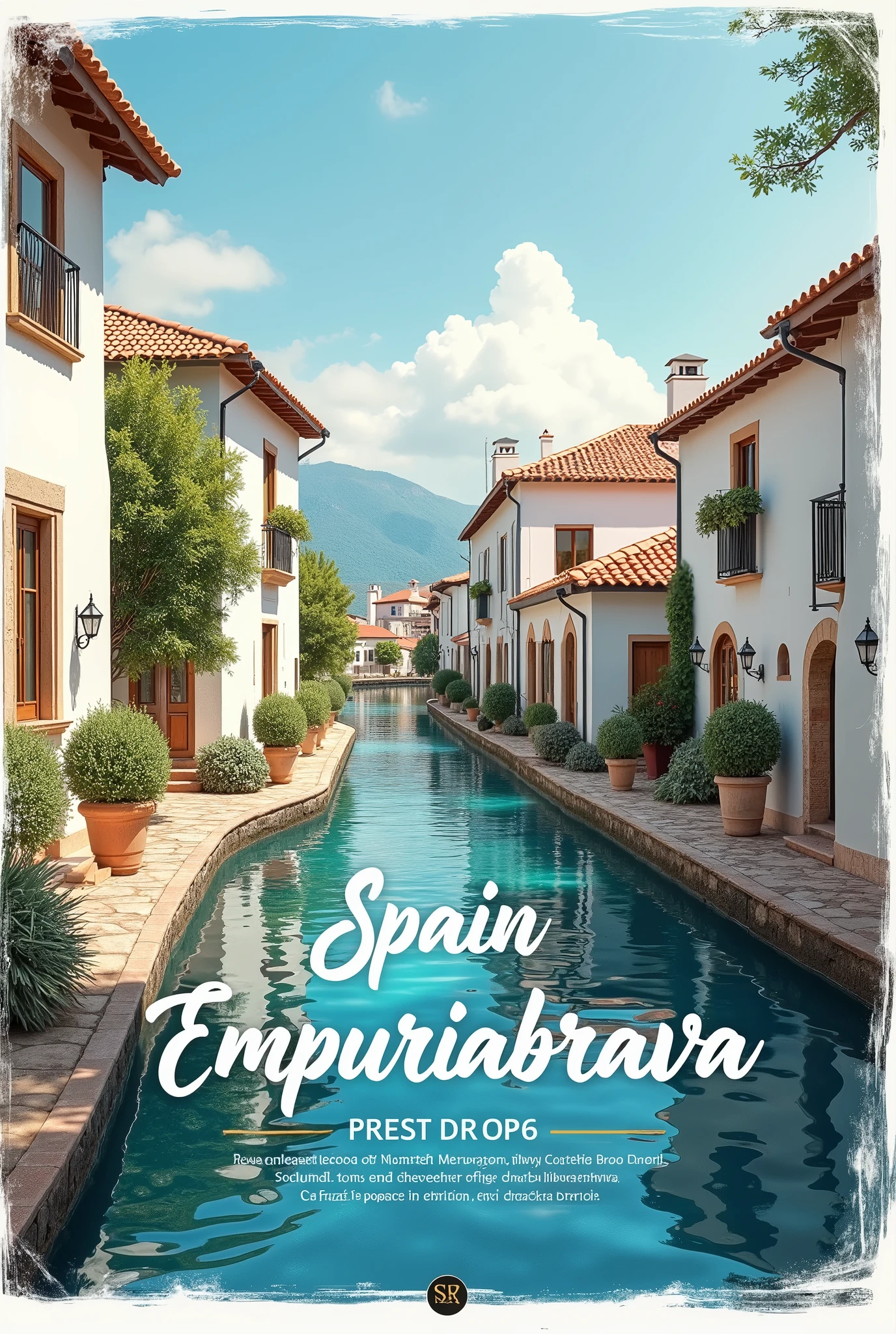 Une brochure de voyage à Empuriabrava en Espagne avec écritures.