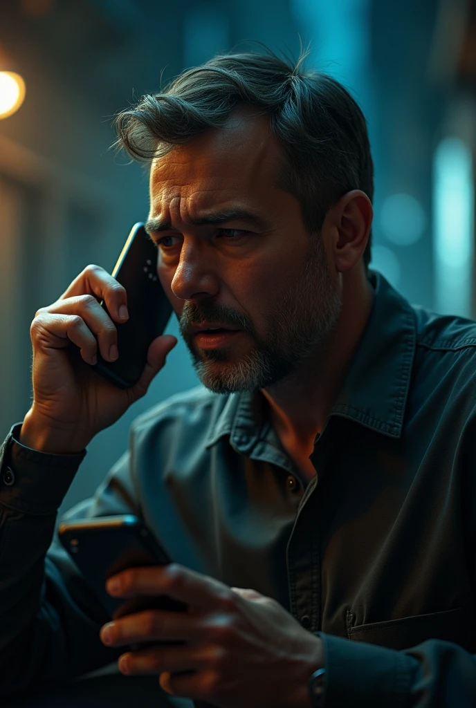 Same previous image, but now he's calling the police