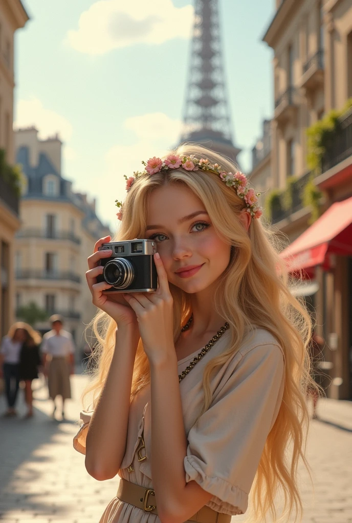 fille blonde mignonne qui fais des photos a paris