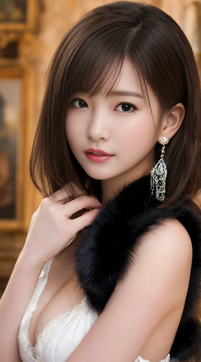 最high quality、high quality、Better image quality、8k、最High resolution、High resolution、最high quality、masterpiece、Detailed and realistic human body、Dense, realistic skin、Realistic face in every detail、Realistic reproduction of every detail.、Detailed and realistic teeth.、Detailed and realistic ears.、Detailed and realistic hair.、Detailed and realistic arms.、Realistic reproduction of every detail.、Realistic fingers in every detail.、(beautiful hands、thumb1reference4)、Realistic feet down to the last detail.、(Beautiful Japan))、(japanese model), (japanese women)、((beautiful 18 year old girl))、(black fur)、(Random hairstyles)、(sexy look)、((whole body))、((Beautiful perky breasts))、(Slim and perfect style)、(whole body光沢肌、White skin))、(Soft lighting)、The interior of a medieval European mansion.、Interior decorated with works of art from the 1690s.、 Inside a 1600's mansion、Classic bedroom、complex、Classic interior、((British Maid Costumes、French maid costume、gothic maid costume、german maid costume、Open back maid outfit.、Edwardian maid costume、Garcon style maid outfit、miniskirt maid outfit、Victorian maid clothes、classic maid outfit、steampunk maid costume))、((Flip the skirt(Please lift your skirt))、(Sexy transparent panties look)、(You can see her transparent lace panties)、(Sheer mesh panties are visible.)、((Bend your knees and squat down(Open your legs wide))、((Poses to make your thighs look beautiful))、Close-up from below