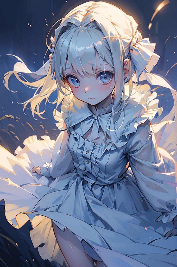 A cute ((ghost girl)) with a ((transparent body)), showcasing innocence and kindness, She wears a flowing dress that moves as if in a gentle breeze, surrounded by glowing elements like fireflies, The background features a misty forest or abandoned building with soft, diffused light, Emphasize high detail and ethereal atmosphere, inspired by various ghost child artworks.
